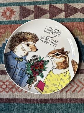 West Elm x Rachel Kozlowski Salad Plate - 
 Chipmunk and Hedgehog 💕